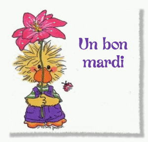 Gif animé un Bon mardi canard et fleurs